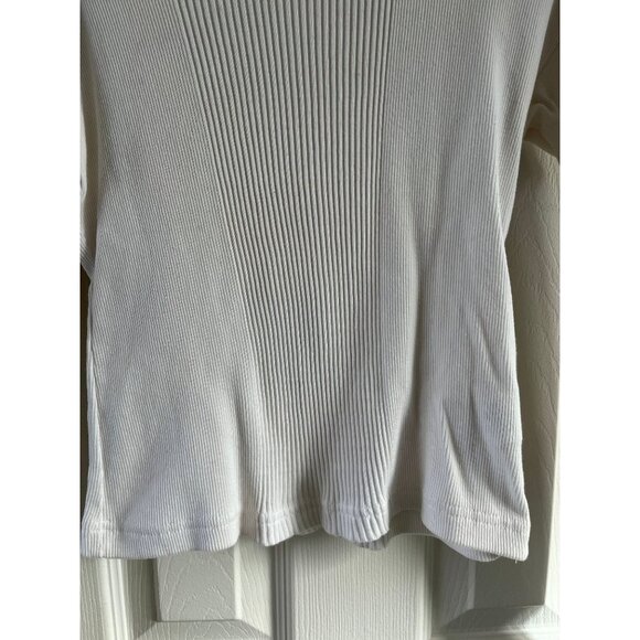 Vintage 1980's Girl's DKNY Long Sleeve White Ribbed Blouse Large NWOT DKNY Logo - Picture 3 of 6
